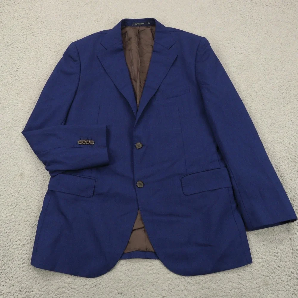 SuitSupply 44R Blazer Lazio Slim Single Breasted Vitale Barberis Wool Blue